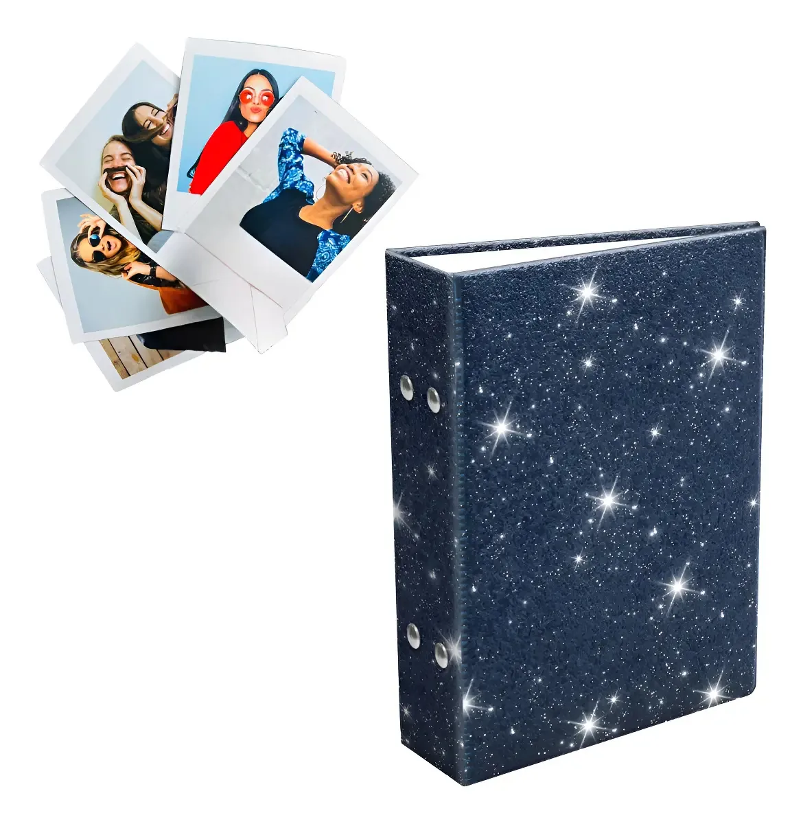 Álbum P/mini Fotos 9x7/160 Fotos, Para Fotos Instax Mini Cor Azul Glitter