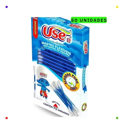 Cotonete Hastes Flexíveis Algodão Use It 60 Unidades Atacado