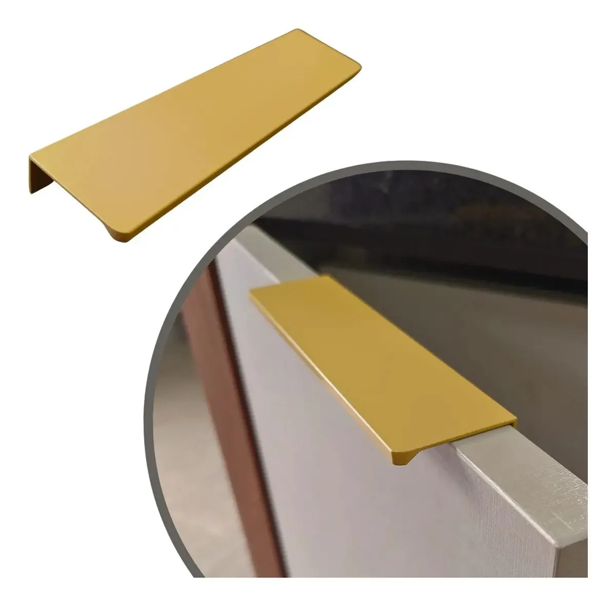 Puxadores Kit 15 Para Gavetas Portas Slim Perfil Móveis Cor Dourado Pintura Eletrostática