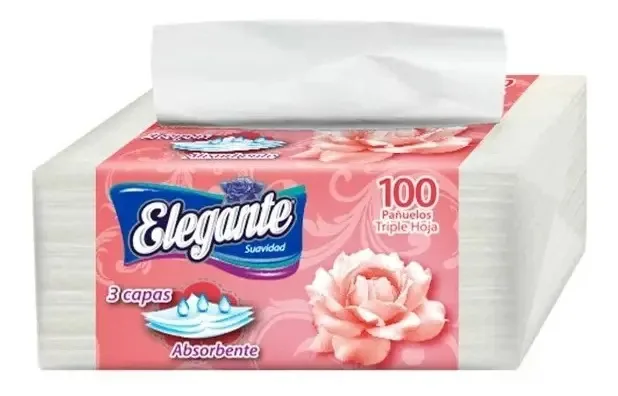 Lenços de Papel Tissue Elegante Tripla Folha 100 Un
