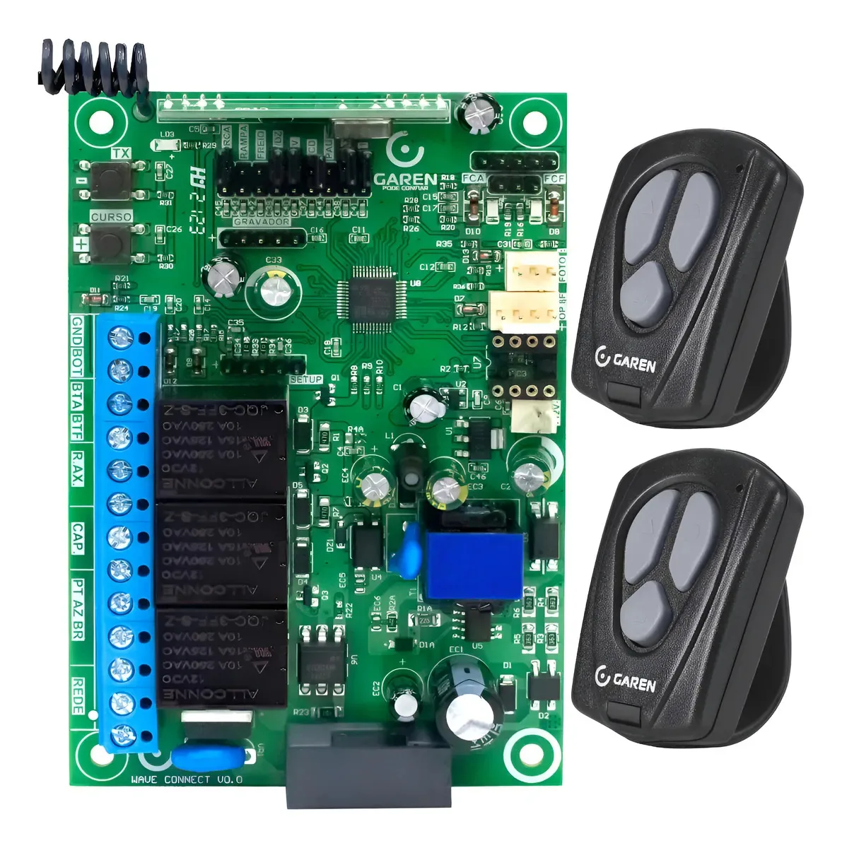 Central Placa Wave Connect 433mhz Bivolt 2 Controles Garen Cor Verde