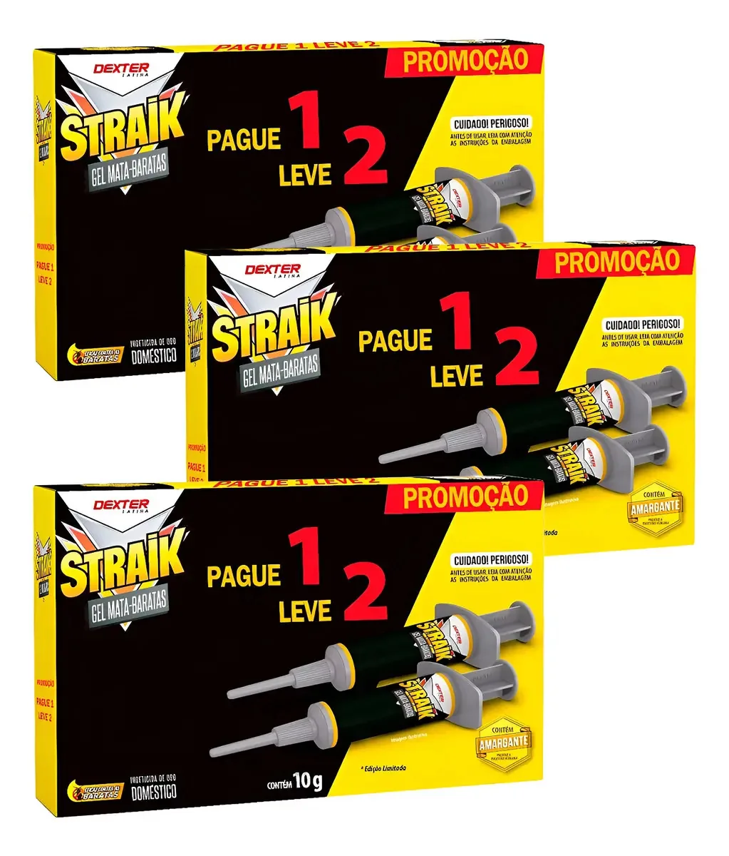6 Straik Gel Mata Elimina Baratas Isca Eficaz Seringa 10g