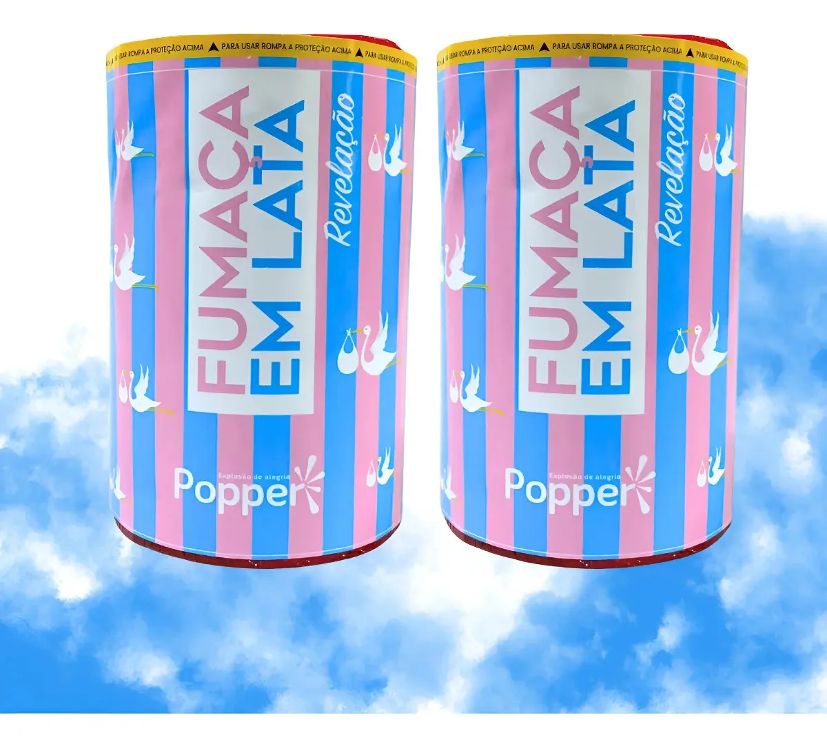 Kit 2 Fumaça Em Lata Grande Chá Revelação Cor Azul Popper