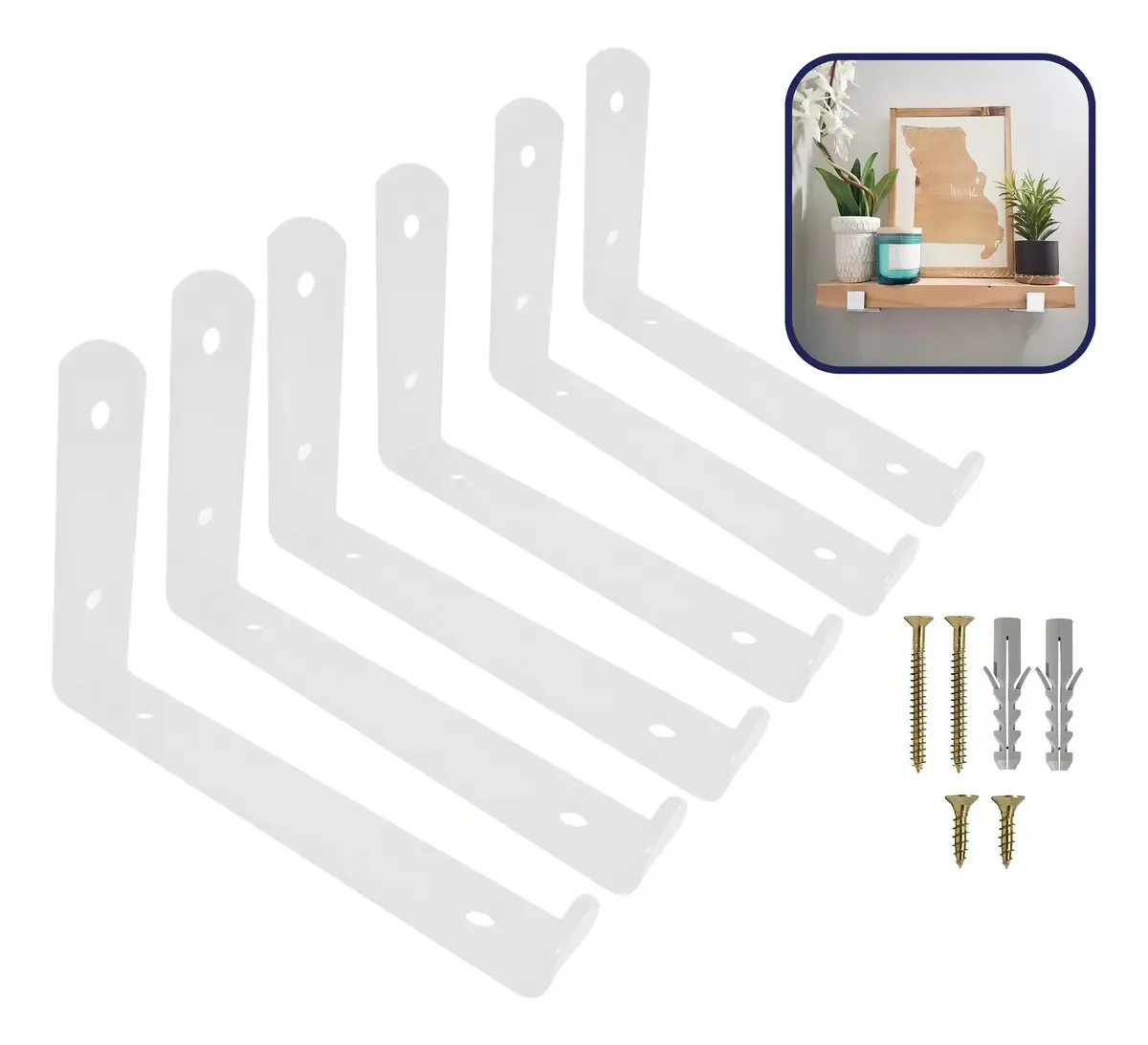 Mão Francesa Invertida 20cm Maofrancesa Kit 6 Suportes Industrial Branco
