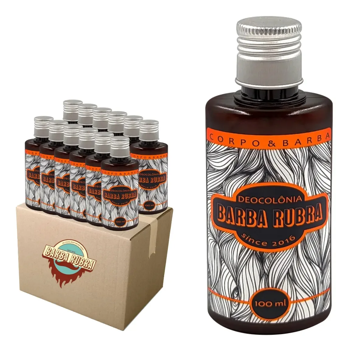 Kit 12x Deo Colônia Barba e Corpo 100ml Barba Rubra