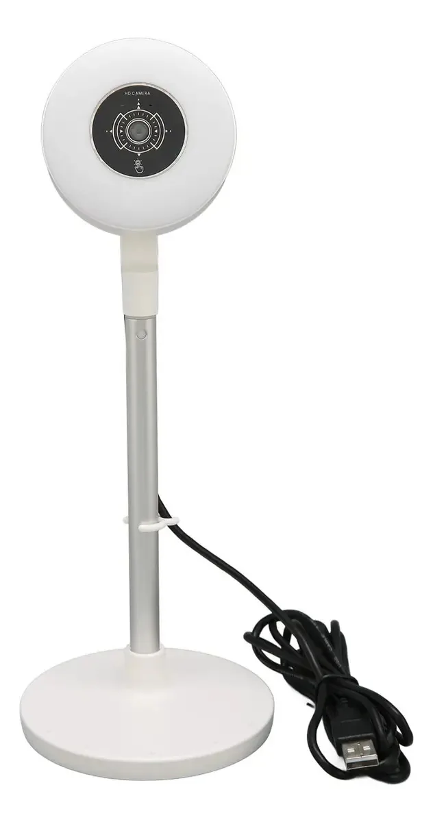 Webcam com luz de preenchimento, 1080p, altura ajustável, luz suave, foco rápido, webcam de streaming base multifuncional para aulas on-line, jogos focados