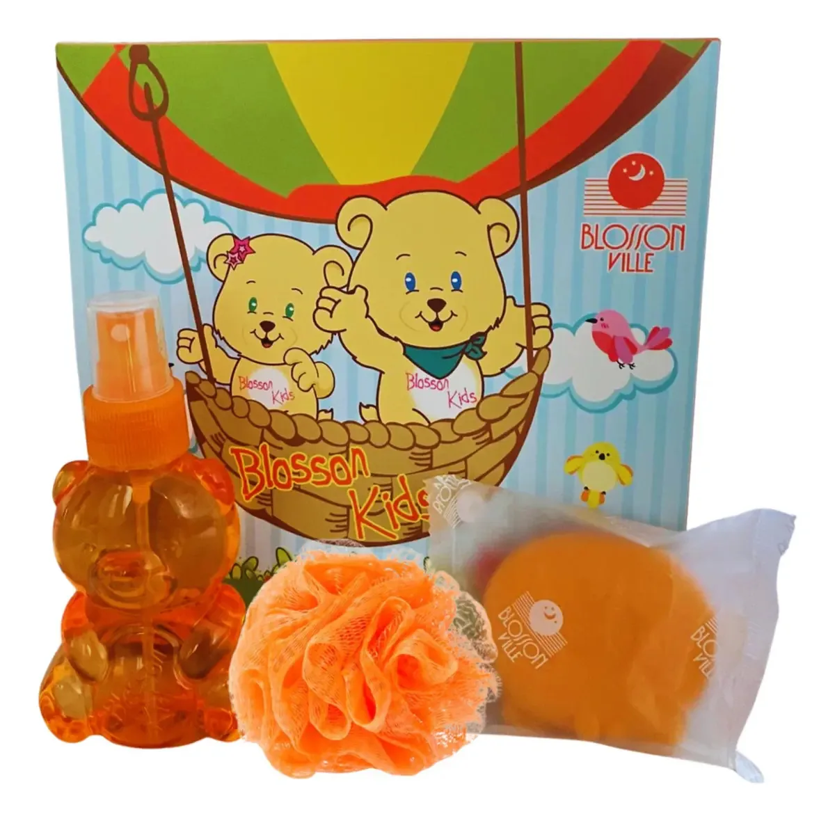Kit Infantil Colônia Blosson Laranjinha Sabonete Esponja