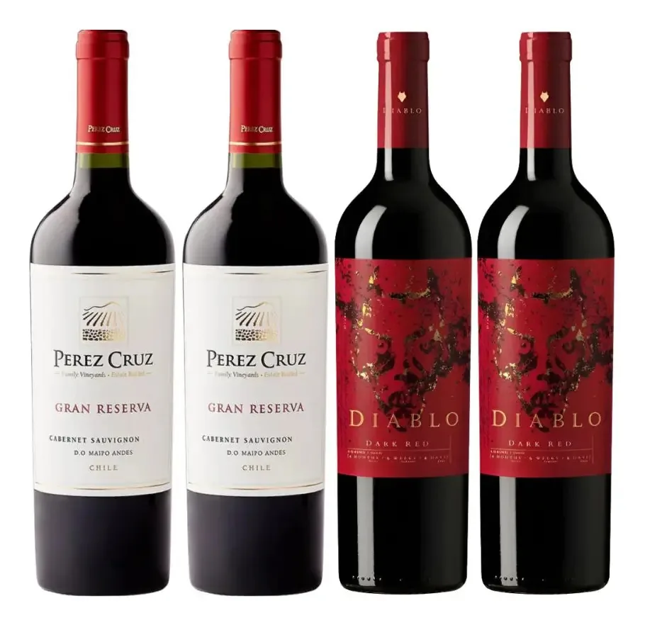 Kit 4 Vinhos Tintos 2 Perez Cruz E 2 Diablo Dark Red