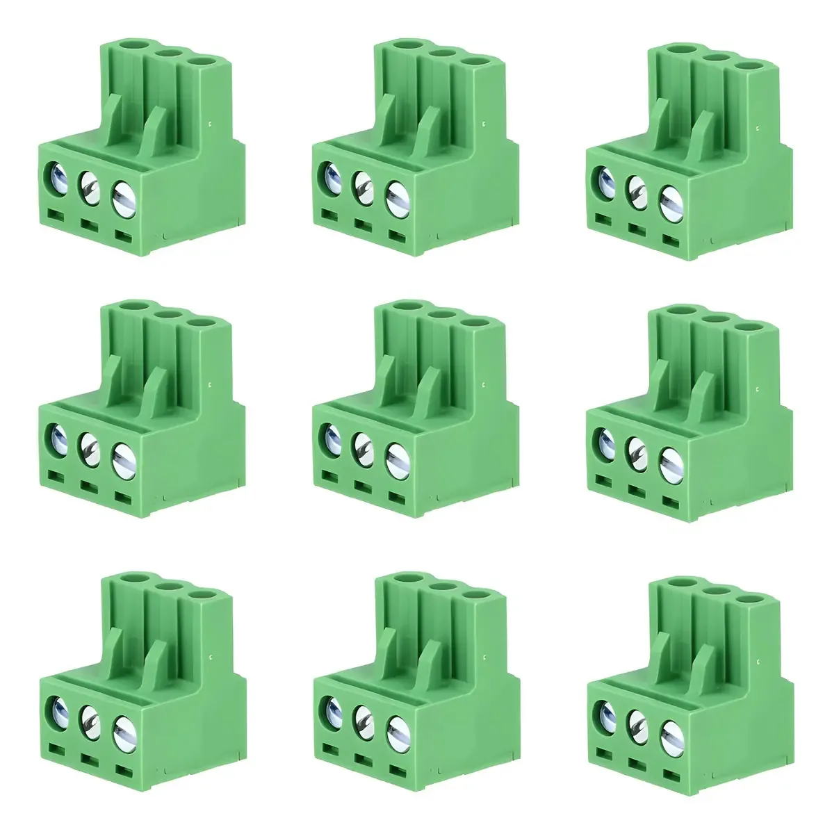 Kit com 10 Conectores Borne Fêmea de 3 Pinos para Painéis e Módulos