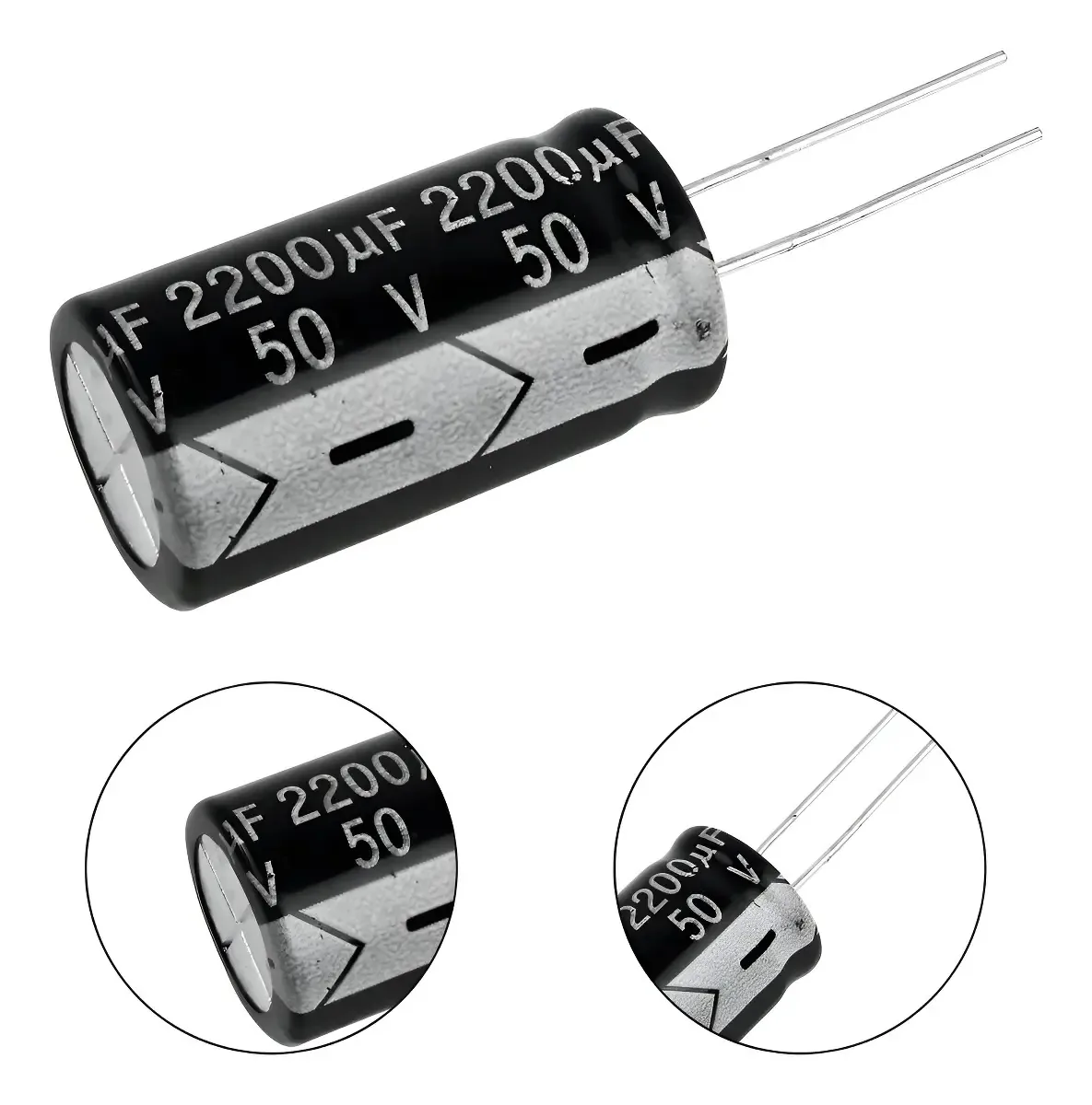 Kit 10 Capacitores Eletrolíticos 2200uF 50V Polarizado Placas PCB