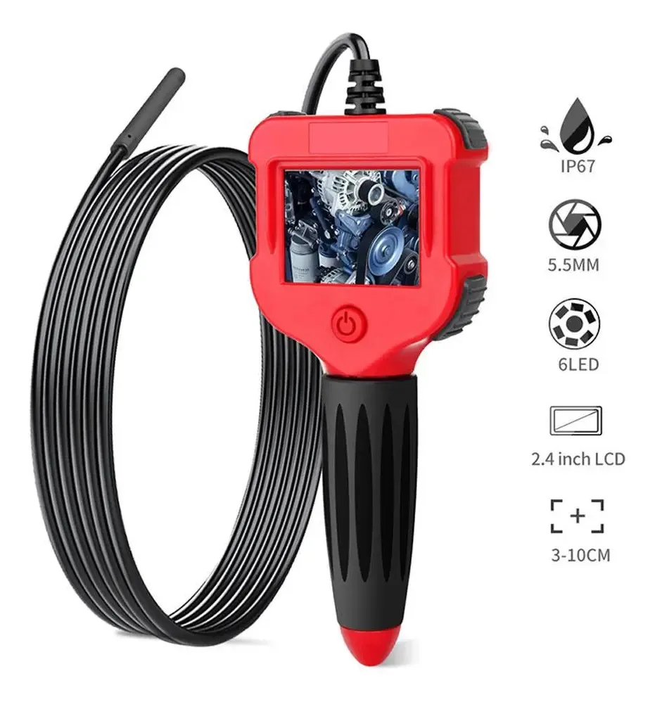 Endoscópio Veicular Display Prova D'água Ip67 Cabo 2 Metros