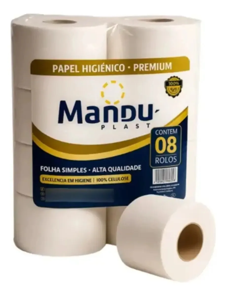 Papel higiênico Manduplast Premium folha simples de 1 un