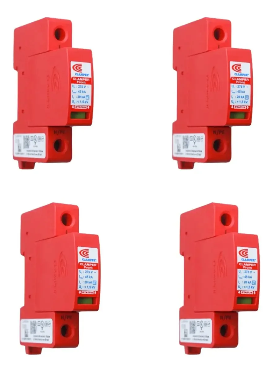 Kit 4 Disjuntores Automáticos Clamper Front DPS 275V Corrente 45000A