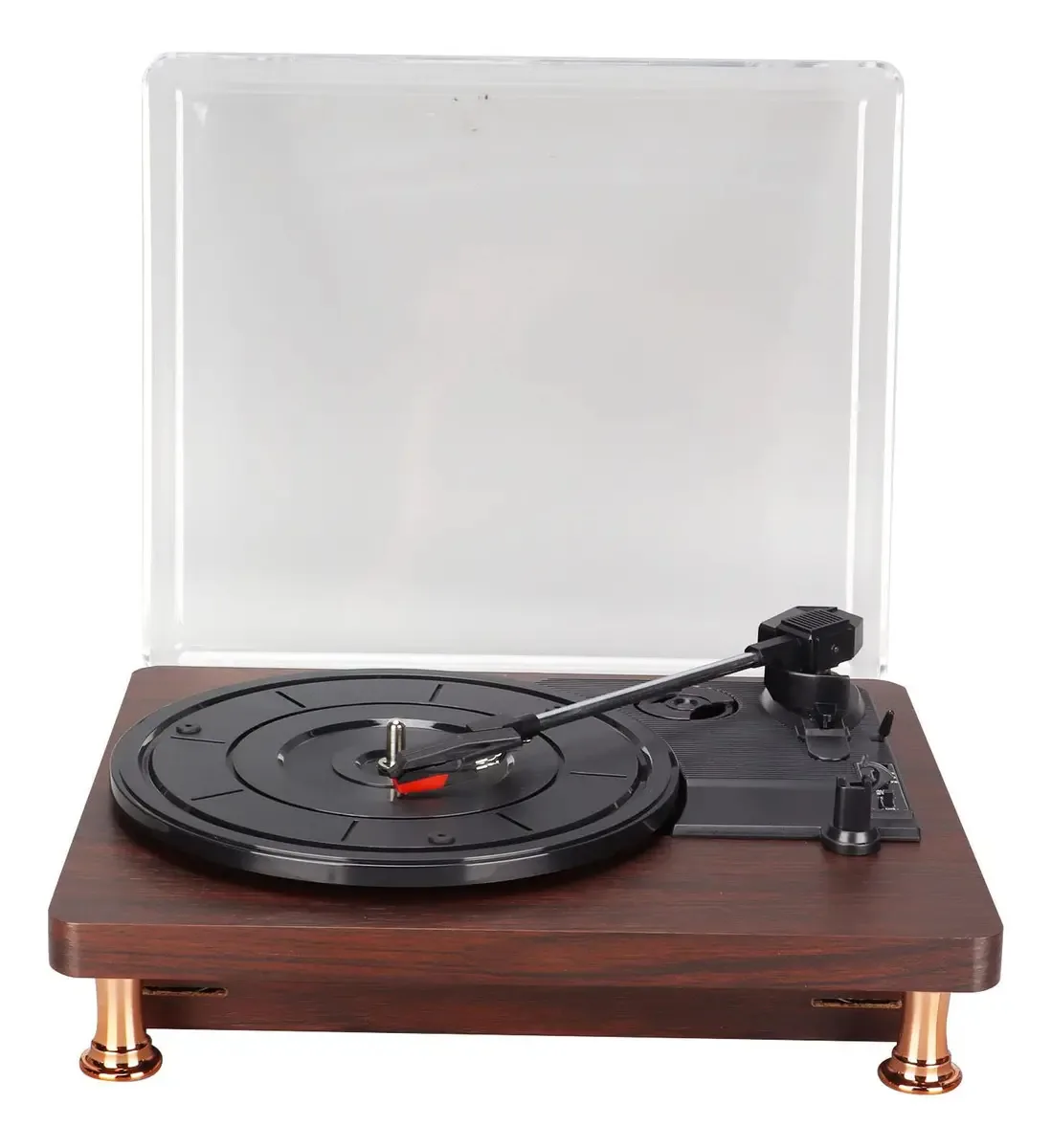 Toca-discos Vintage de Vinil, Toca-discos com Alto-falantes Embutidos, Fonógrafo Portátil sem Fio BT Toca-discos, Toca-discos Retrô com 3 Velocidades por Correia e Tampa de Poeira(#1)