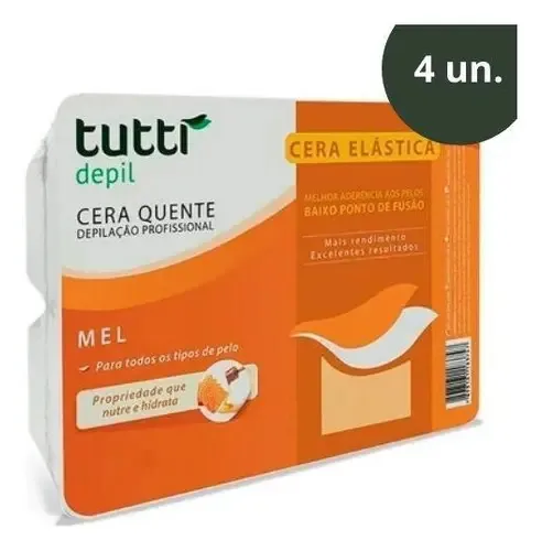 Kit Com 4 Ceras Quente Elástica Mel 250g -tutti Depil