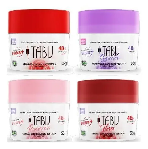 Kit C 4 Desodorantes Tabu Em Cremes Tradicional, Romance