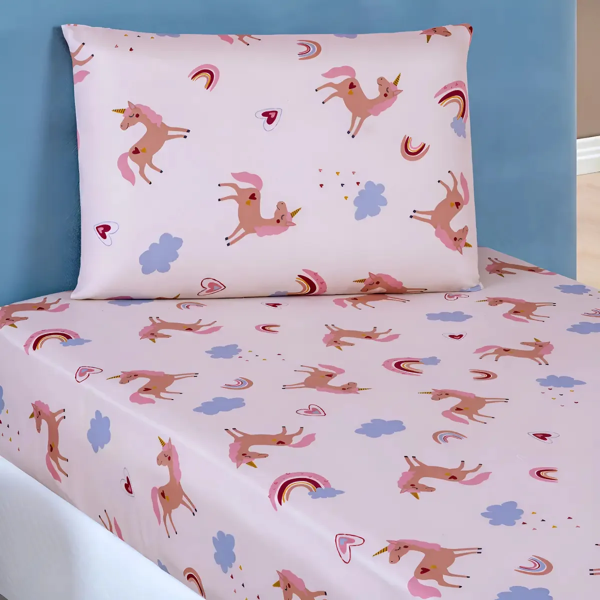 Roupa de Cama Solteiro Infantil De Luca Unicórnio 2 Pçs Micropercal