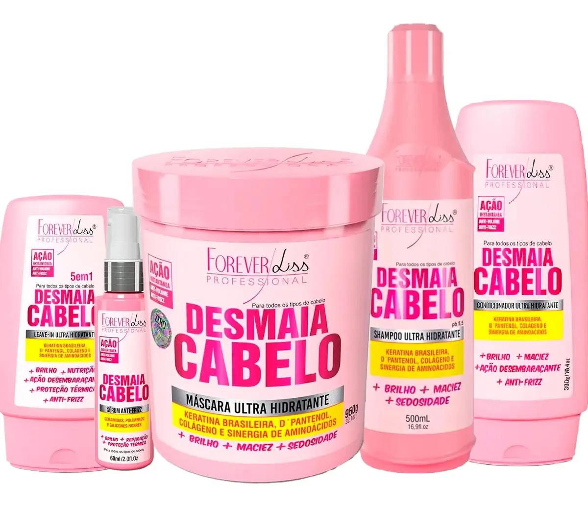 Forever Liss - Kit Desmaia Cabelo Completo Com Máscara 950g
