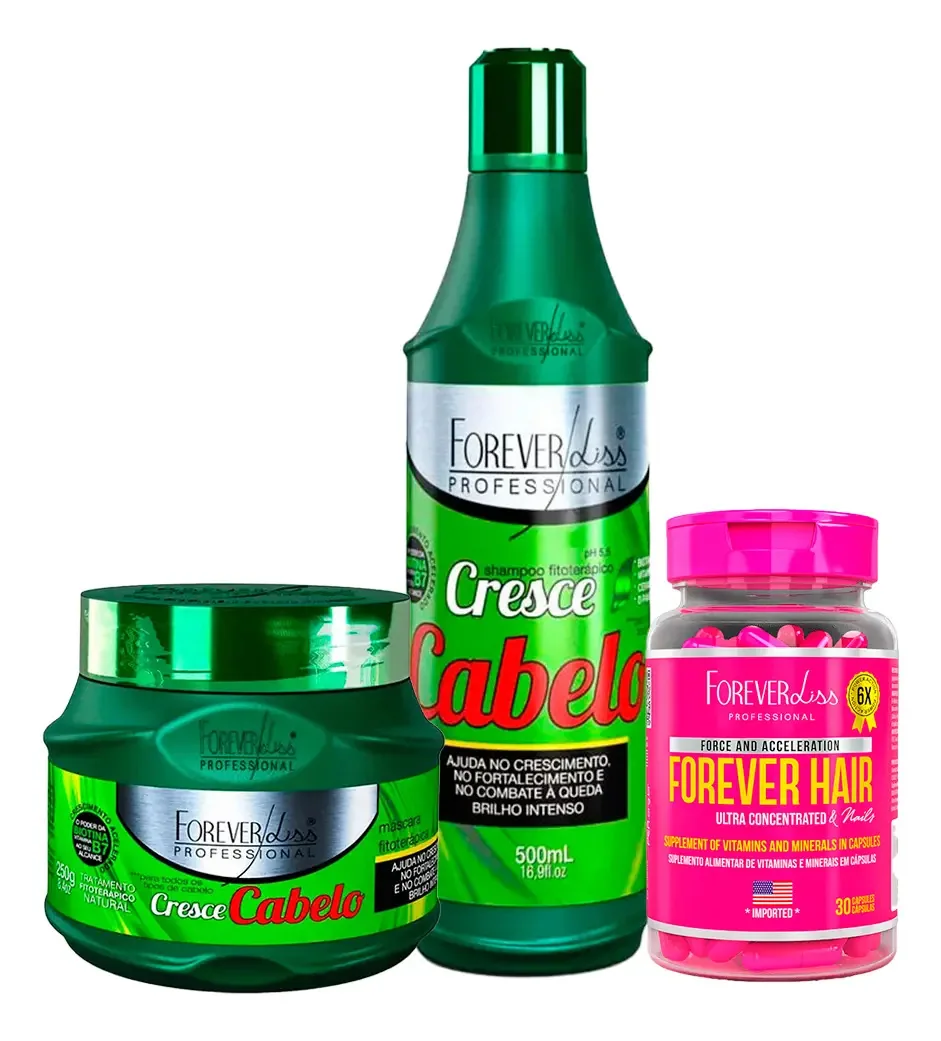 Kit Cresce Cabelo Forever Liss com Máscara e Shampoo para Fortalecimento