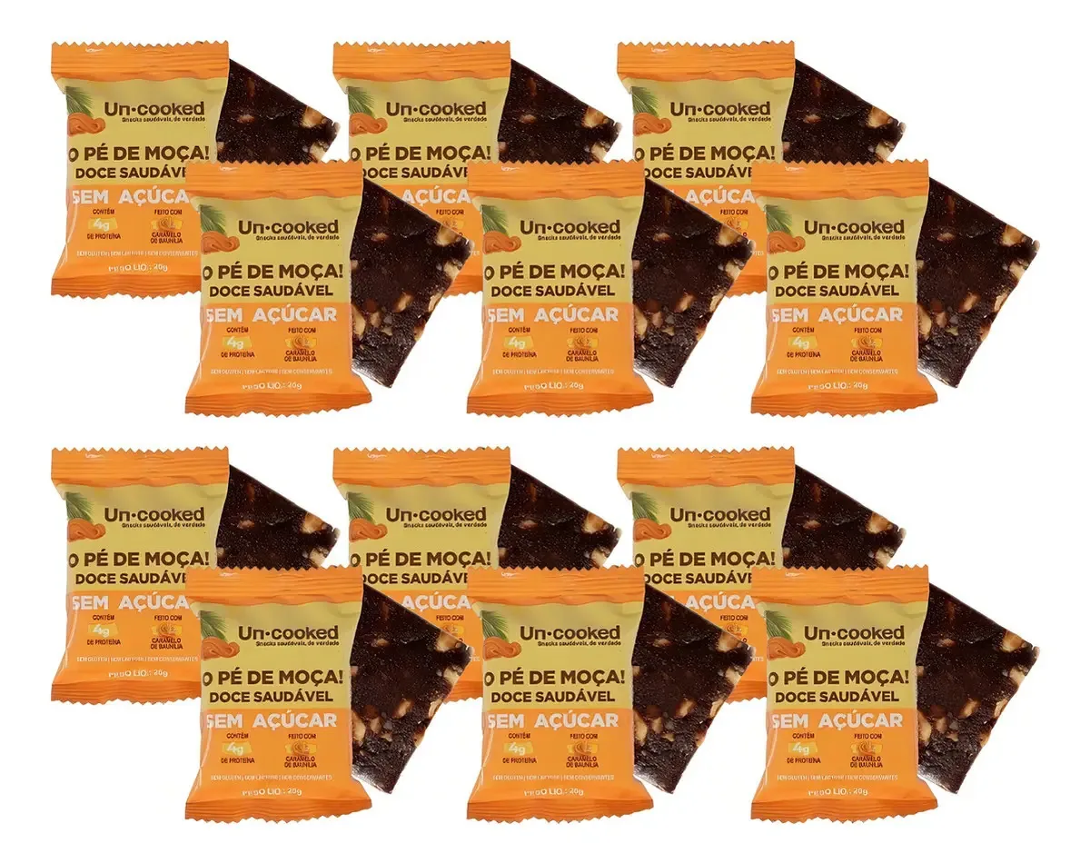 Pé de Moça Vegano 12 Unidades Uncooked Sem Açúcar e Lactose