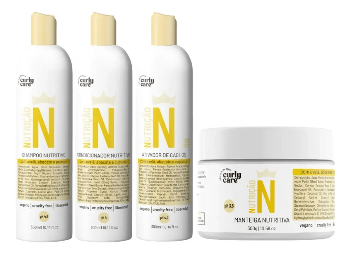 Produtos de beleza Curly Care N Nutrição nutrição, definição dos cachos, antiporosidade