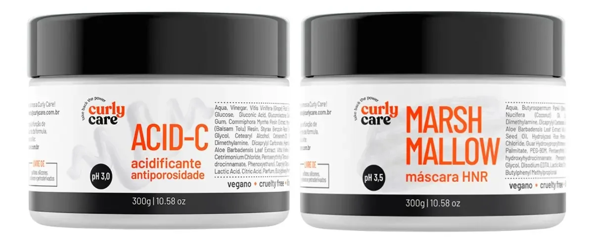 Produtos de beleza Curly Care Acid-C, Marshmallow acidificante, hidratação, nutrição, reconstrução de 600mL 600g
