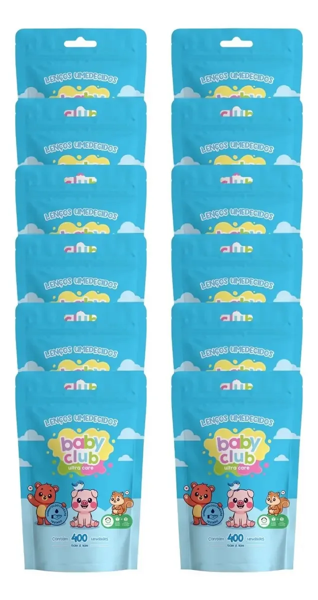 Kit Baby Club Ultra Care 12 Un Refil Toalhas Umedecidas