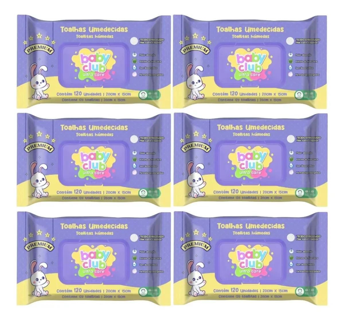 Lenços Umedecidos Baby Club Ultra Care Premium com Aloe Vera