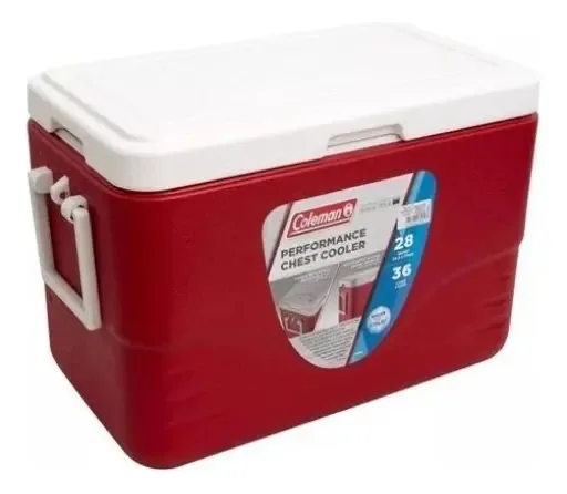 Cooler Coleman 36 Latas C/ Alça E Porta Copos Resistente Cor Vermelho