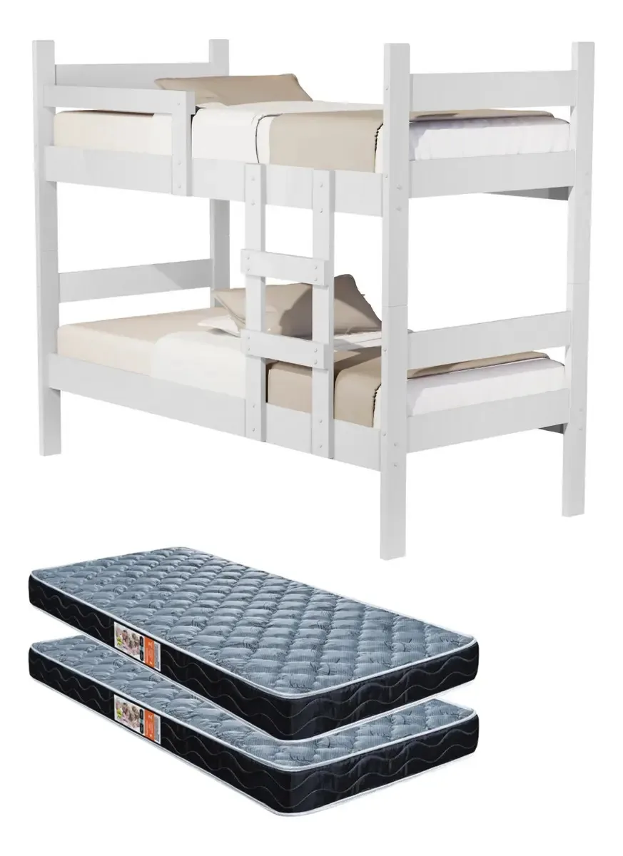 Beliche Para Quarto Em Mdf Alana 2 Colchões 88x188cm Cor Branco