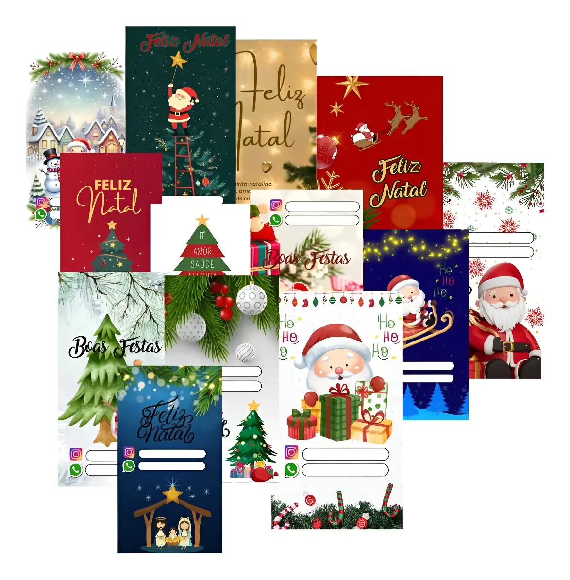 Cartão De Natal Cartões Natalinos Para Clientes 50 Unid 9x5 Cor