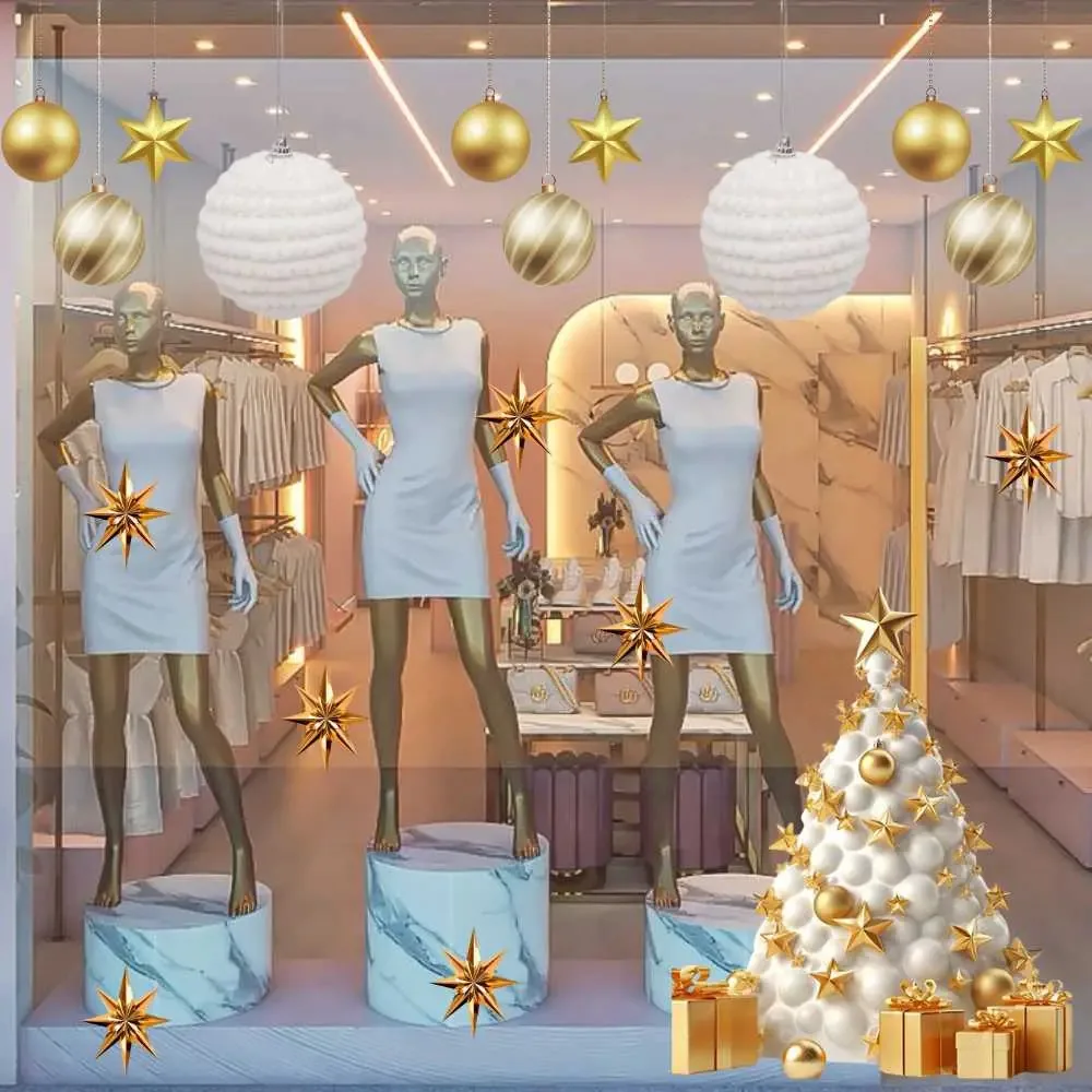 Kit de Adesivos Decorativos de Natal para Vitrine, Vidros e Espelhos 15 Peças Branco