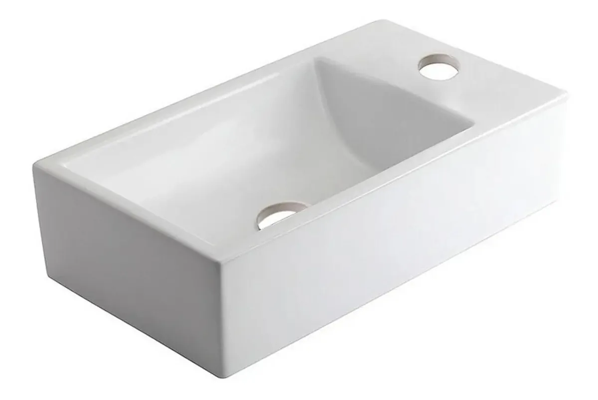 Banheiro branco Bacha Ferrum Tori L302k 46x25 Cms
