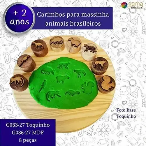 Carimbos Pegadas Animais Brasileiros + Cards Toquinho + Mdf
