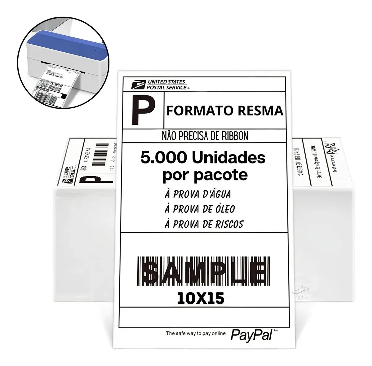 5000 Etiquetas Adesivas Térmicas 10x15 Extra Forte