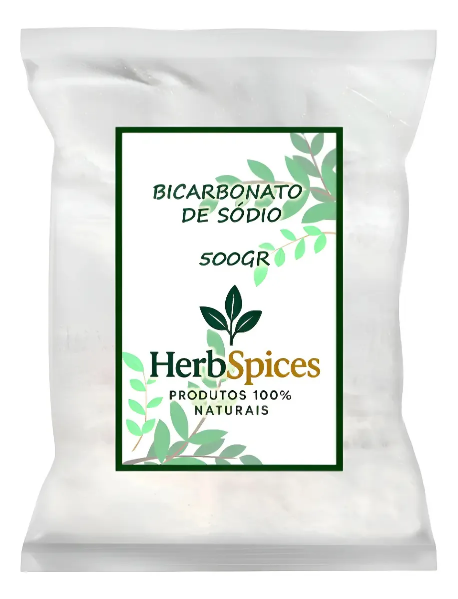 Bicarbonato de Sódio 500g HerbSpices - Linha Alimentar - Puro, Multiuso (Limpeza e Cozinha), Não Contém Glúten, Antiumectante Dióxido de Silício, Saúde Digestiva, Higiene e Beleza, 100% Natural