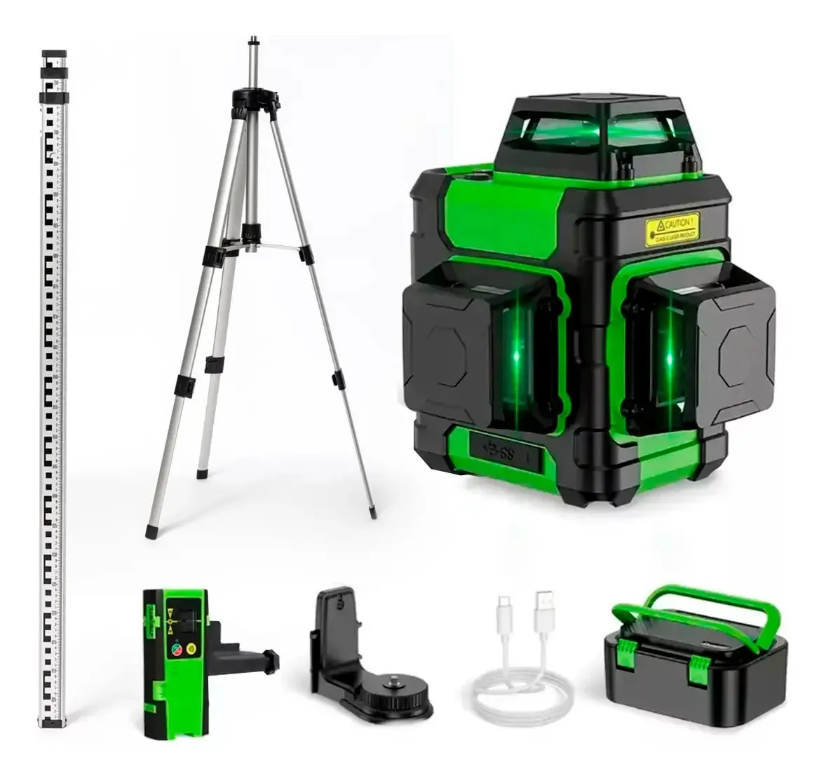 Nível a Laser Huepar HM03CG 12 Linhas Verde 60m com Tripé e Receptor