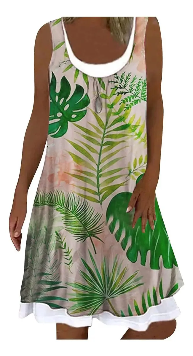 Vestidos Midi Para Mulheres, Casuais, Gola O, Vestidos De Verão, Soltos, Vestidos De Sol, Vestidos De Moda Com Estampas Florais, Forro Polar Verde Licenciado Pela Star Wars Silent One