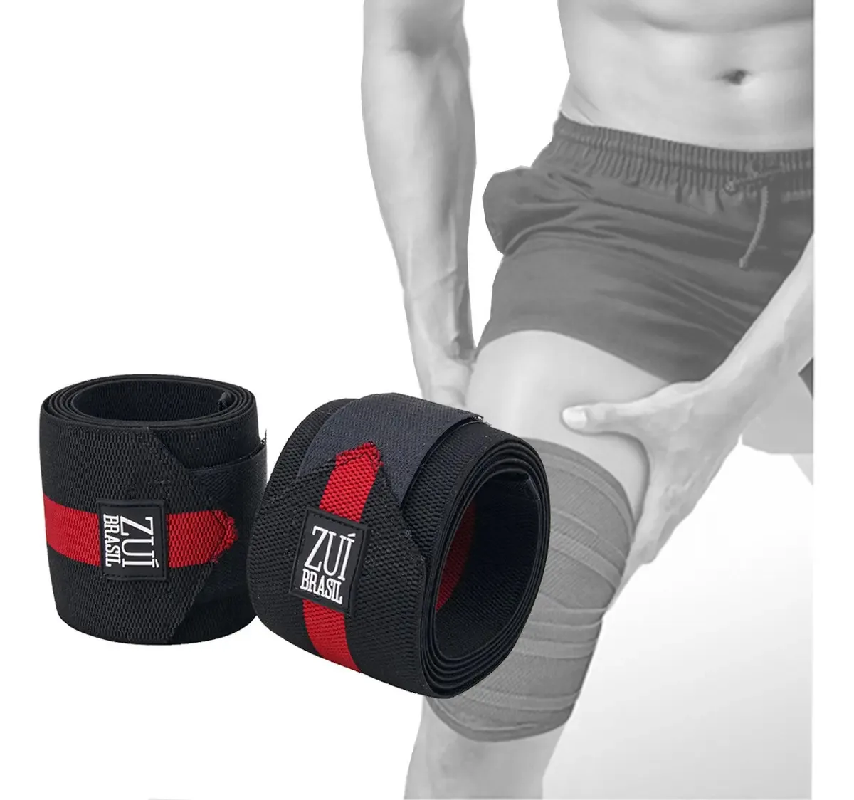 Faixa Para Joelho Strap Academia Elástico Pra Treino Musculo Cor Preto