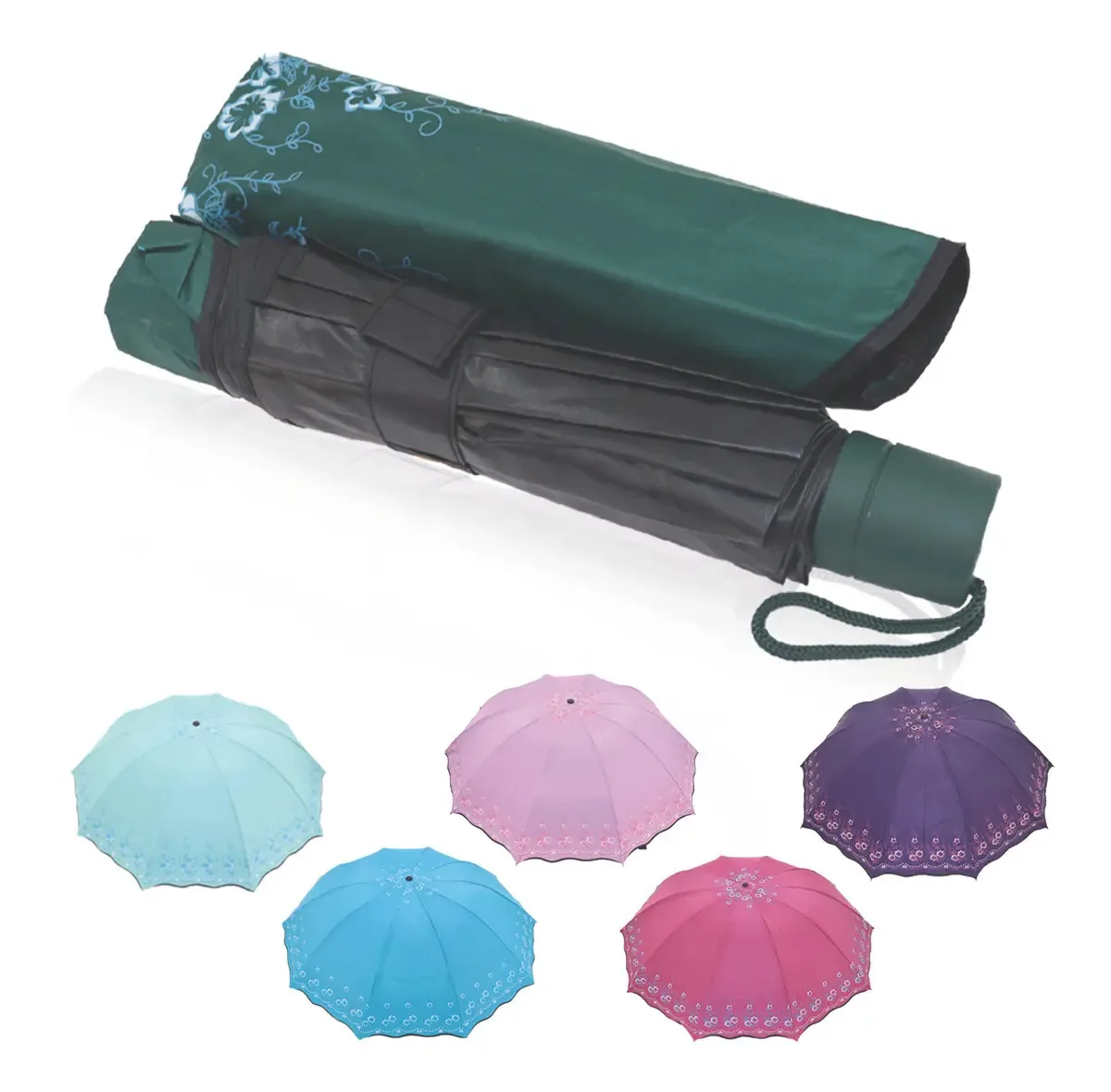 Guarda Chuva Com Proteção Solar Grande Reforçado Cor Verde