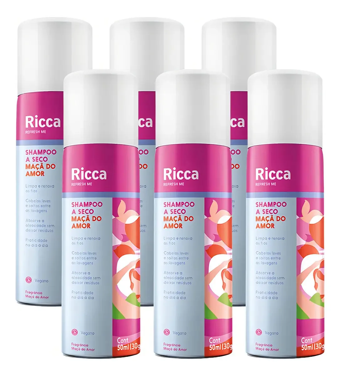 6 Shampoos A Seco Maçã Do Amor 50ml Antioleosidade Ricca