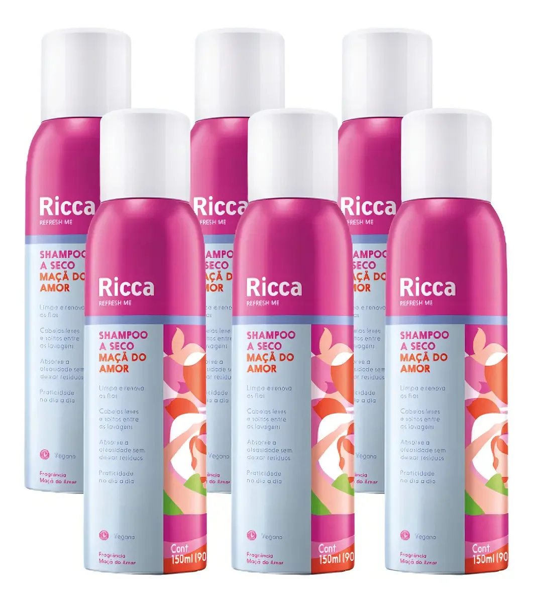Kit 6 Shampoos A Seco Berries Antioleosidade Ricca 150ml