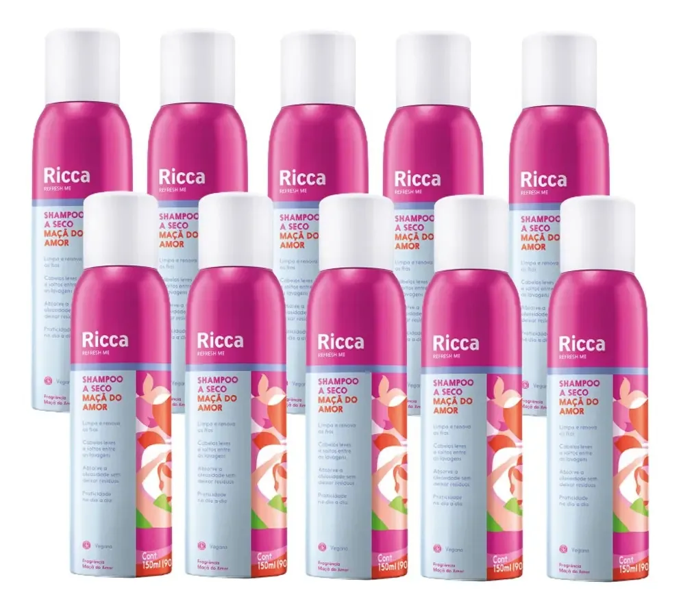 Kit 10 Shampoos A Seco Berries Antioleosidade Ricca 150ml