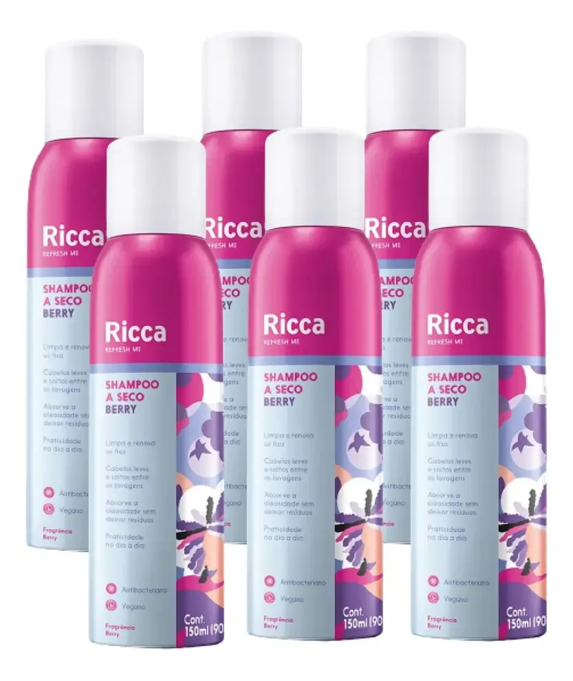 Kit 6 Shampoos A Seco Berries Antioleosidade Ricca 150ml