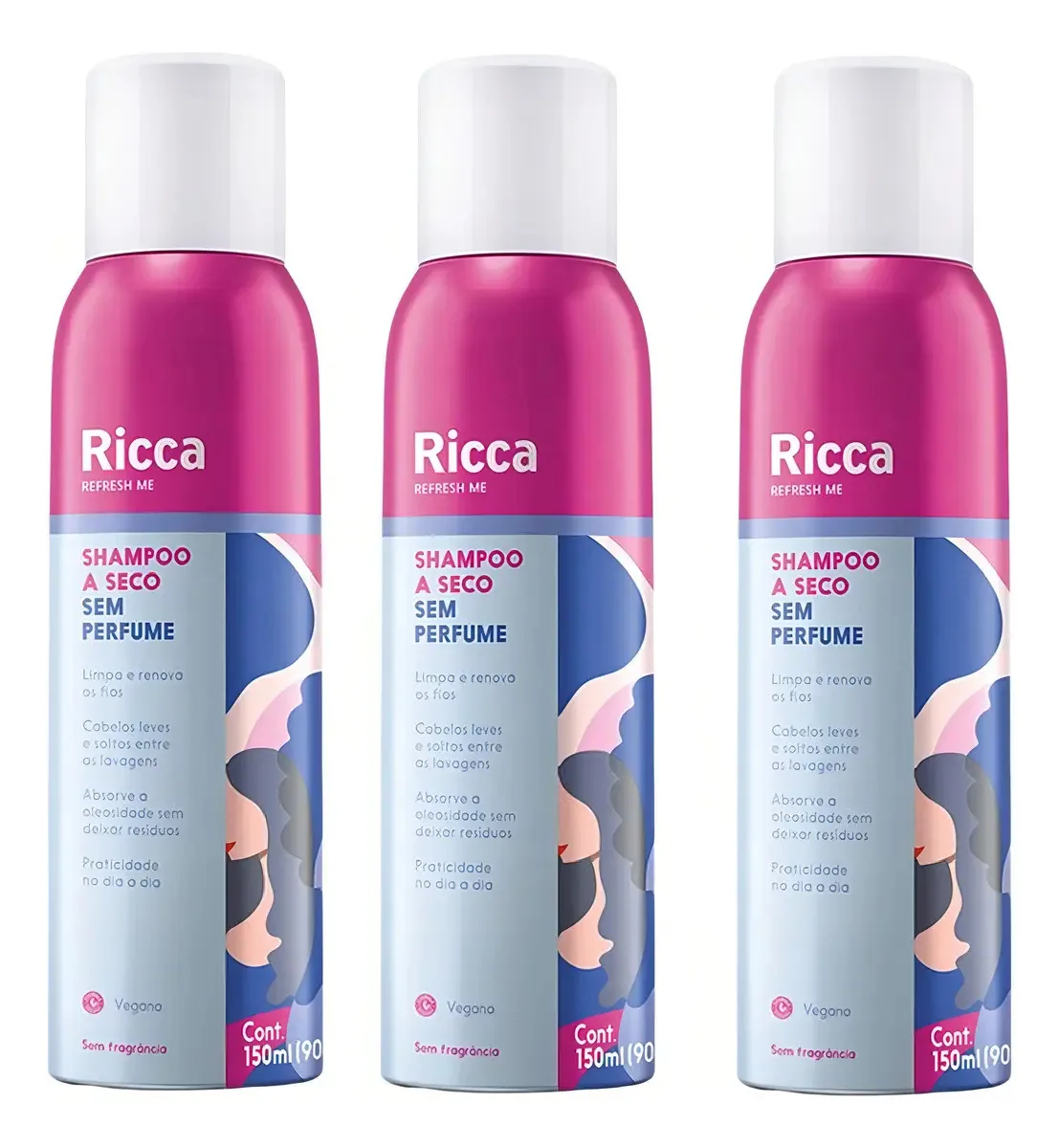 Kit 2 Shampoos A Seco Neutro Antioleosidade Ricca 150ml