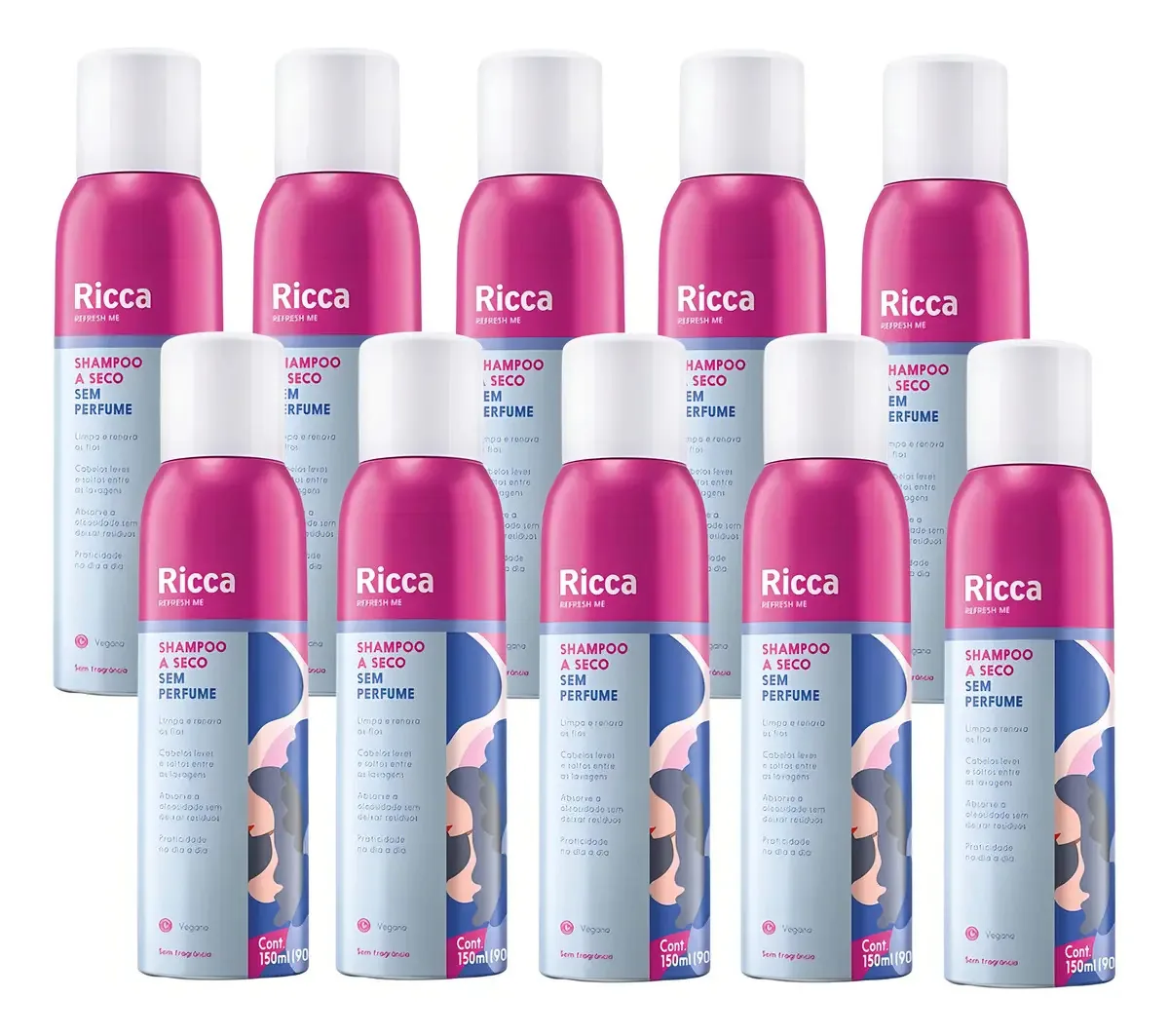 Kit 10 Shampoos A Seco Neutro Antioleosidade Ricca 150ml