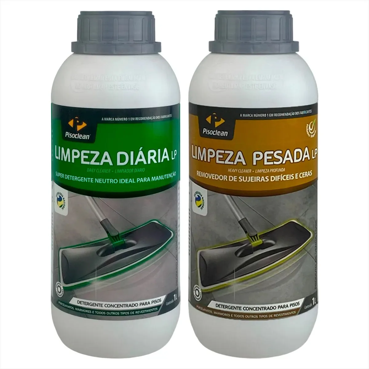 Pisoclean Kit Limpadores Limpeza Pesada + Limpeza Diária 1l Neutra
