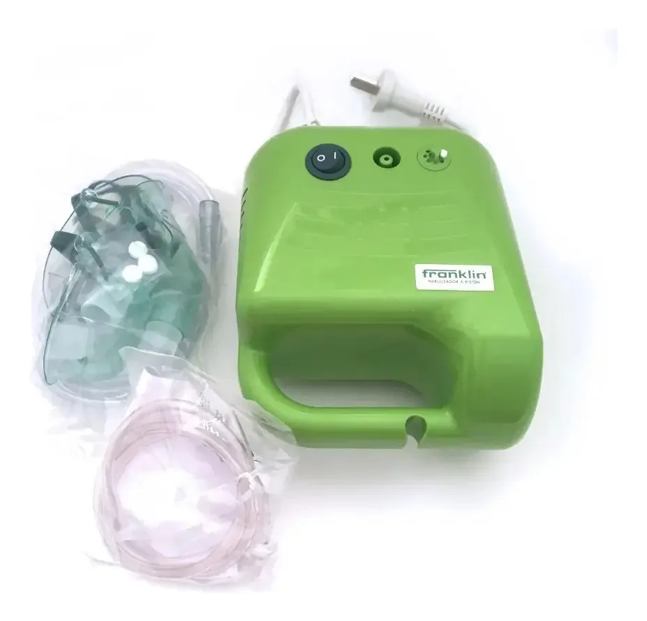 Nebulizador de pistão Franklin N28 com aspirador nasal branco/verde