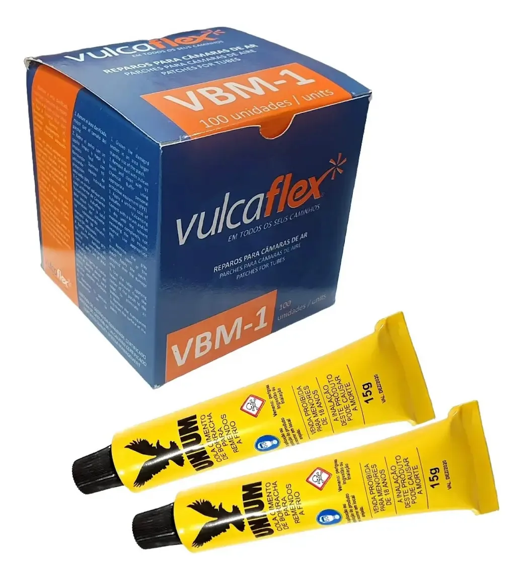 Kit Reparo Selante Vulcaflex Cx 100 Un+ 2 Colas Remendo Frio