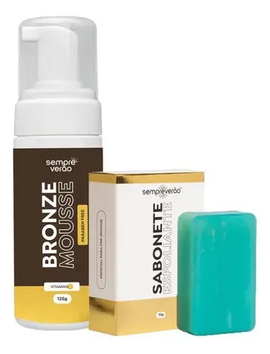 Kit Autobronzeador Em Mousse + Esfoliante Em Barra